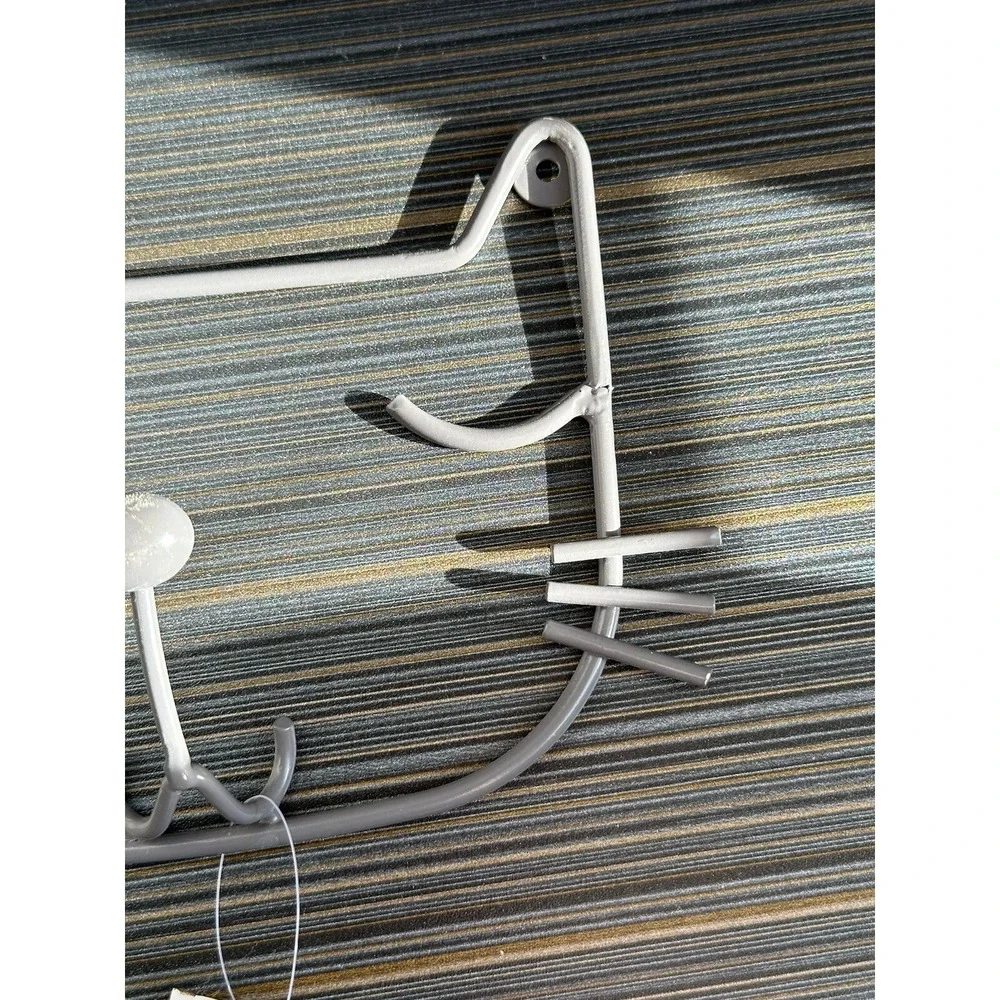 Cat Face Shaped Metal Wall Hook With Hardware NWT